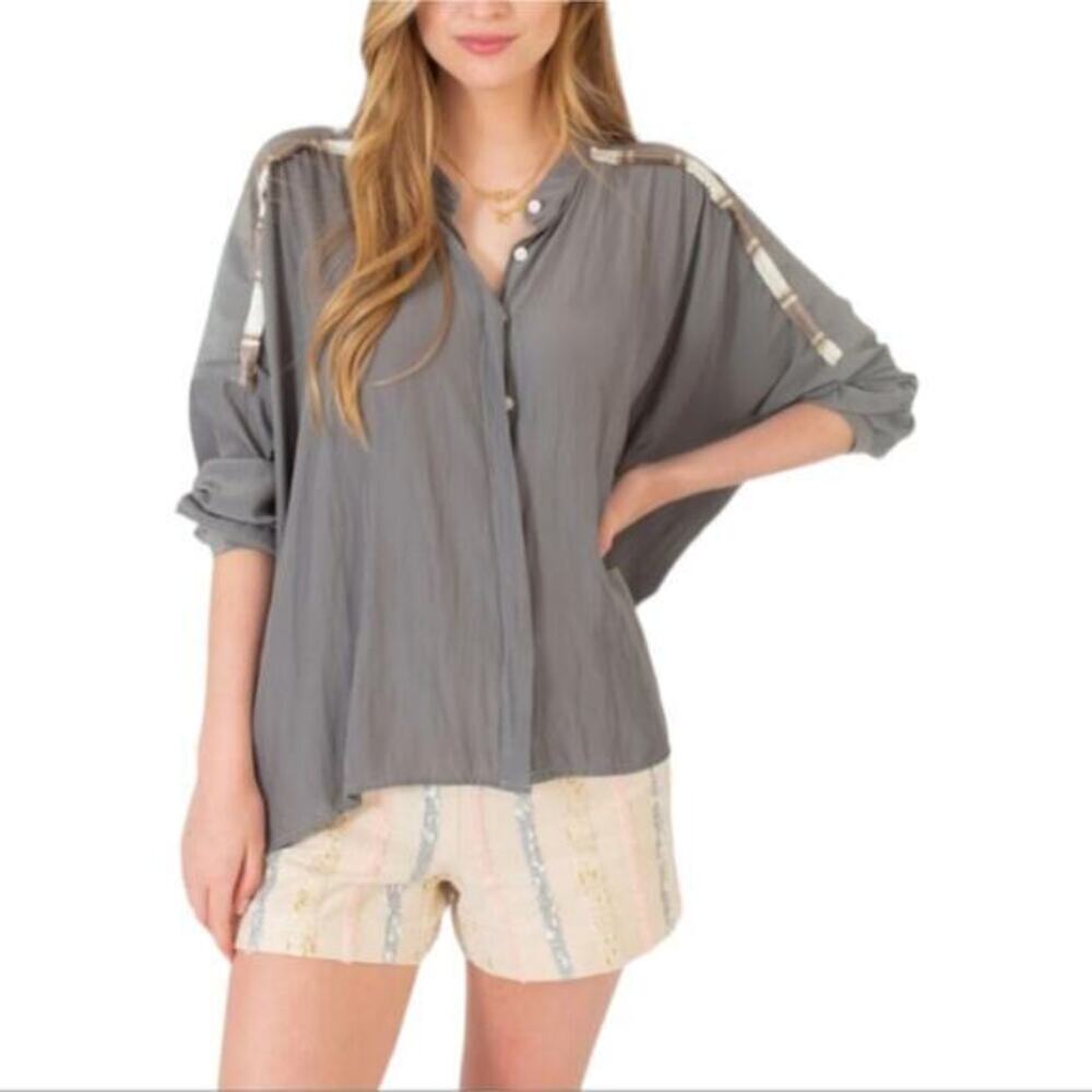 Koch LEONARDO TOP CHARCOAL‎ Super Oversized Boho Artist Top Size Small